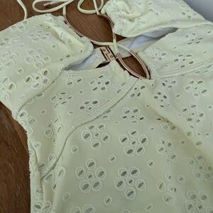 River Island Butter Yellow Eyelet One Piece